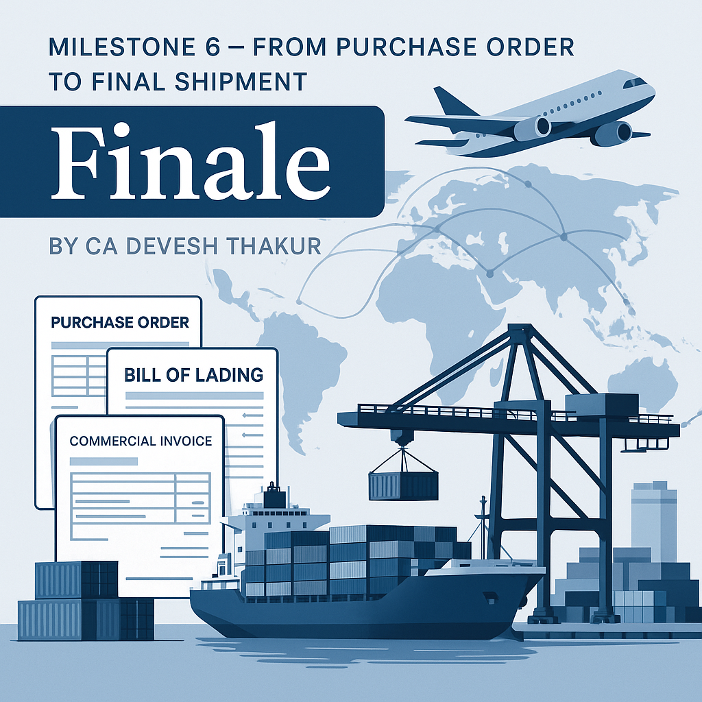 Export Roadmap Milestone 6 Step-by-Step Process from PO to Shipment Delivery by CA Devesh Thakur