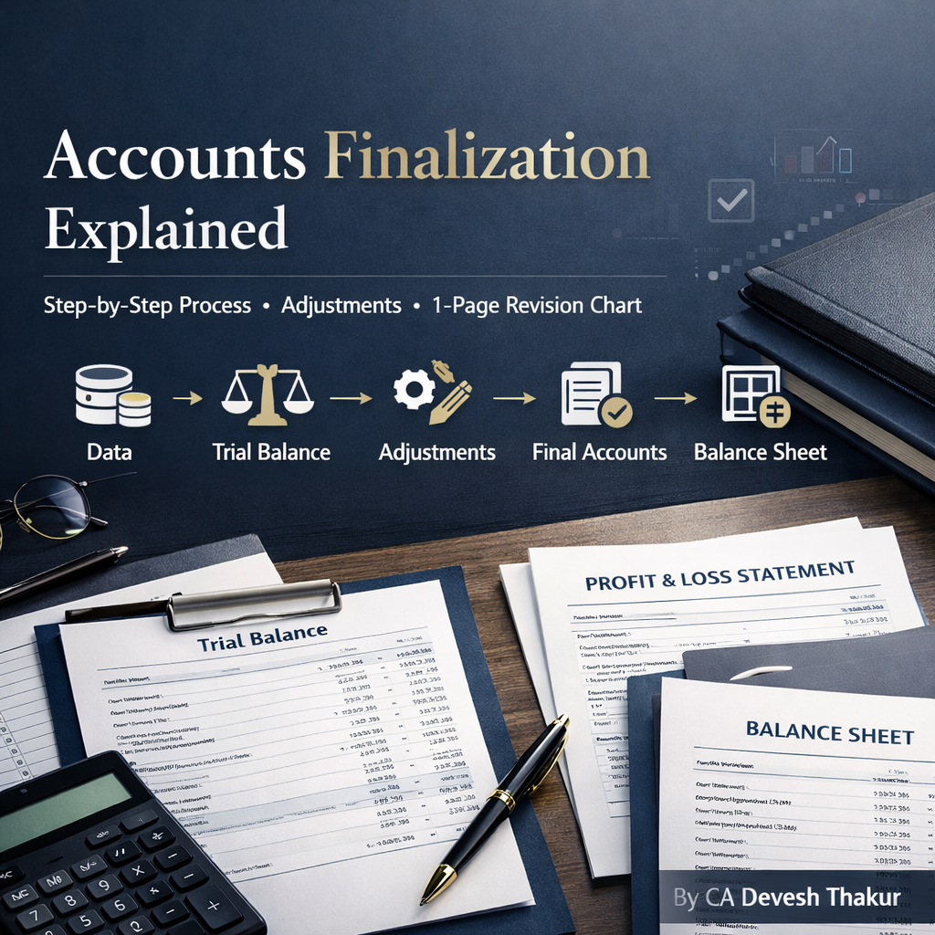Accounts Finalization Explained: Step-by-Step Process, Adjustments & 1-Page Revision Chart by CA Devesh Thakur